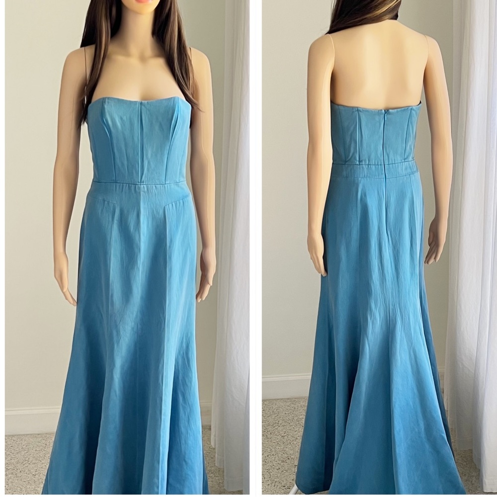 Monique Lhuillier Blue Strapless Gown for Prom